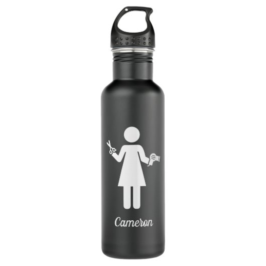 Name hinzufügen| Friseurzeichen Edelstahlflasche (Vorderseite)