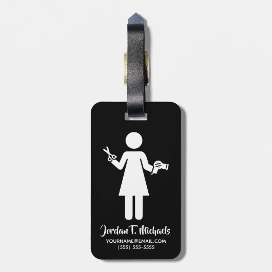 Name hinzufügen| Friseurzeichen Gepäckanhänger (Rückseite vertikal)