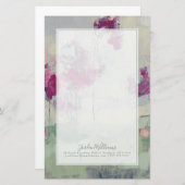 Name hinzufügen| Fuchsia Treeline Briefpapier (Vorne/Hinten)