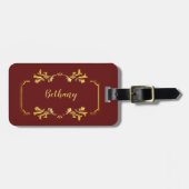 Name hinzufügen Gelbes Gold auf Maroon Dark Red Gepäckanhänger (Vorderseite horizontal)