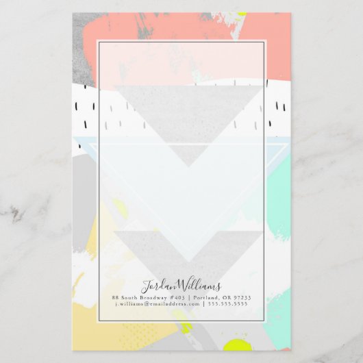 Name hinzufügen| Geometrische Kunstdrucke Briefpapier (Vorderseite)