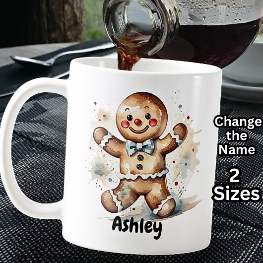 Name hinzufügen, Gingerbread Mann für Weihnachten Kaffeetasse