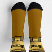Name hinzufügen, Goldener Schild auf goldenem Band Socken (Oben)