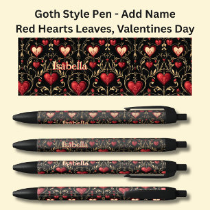 Name hinzufügen Goth Gothic Red Valentines Hearts Kugelschreiber