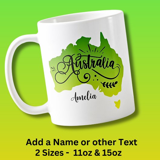 Name hinzufügen - Green Yellow Australia Map Kaffeetasse