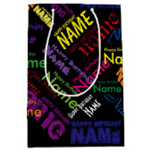 Name hinzufügen, Happy Birthday Medium Geschenktas Mittlere Geschenktüte (Vorderseite)