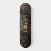 Name hinzufügen, Initial Brown Rusty Metal Look Ge Skateboard (Vorderseite)