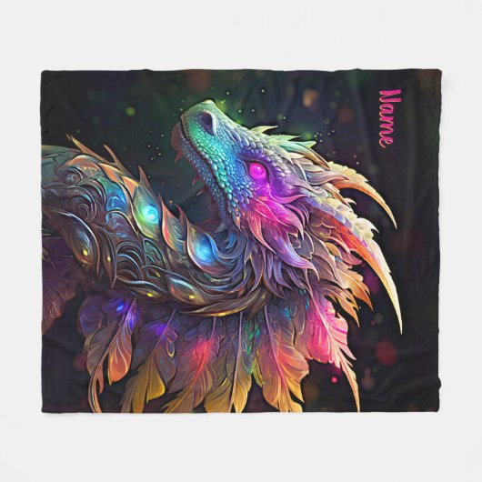 Name hinzufügen, Iridescent Dragon Fleecedecke (Vorderseite (Horizontal))