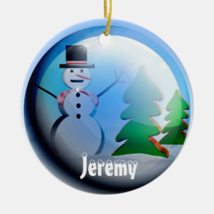 Name hinzufügen, Jahr Niedlichen Weihnachtsschnee Keramik Ornament