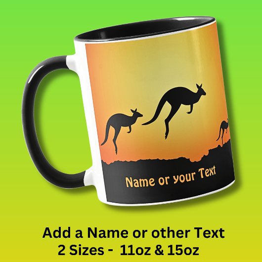 Name hinzufügen Kangaroos bei Sunset Dusk Gold auf Tasse