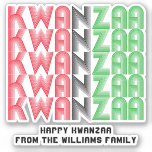 Name hinzufügen, Kwanzaa wiederholte Textwörter Ki Aufkleber