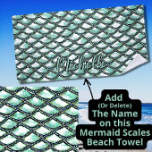 Name hinzufügen, Mermaid Aqua Scales Pearl Silver  Strandtuch