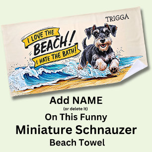 Name hinzufügen, Miniatur Schnauzer Splashing Wave Strandtuch