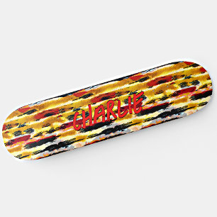 Name hinzufügen, Natürliche Stammbaumbraun Abstrak Skateboard