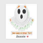 Name hinzufügen, Niedliche Katze Kitten Ghost Whit Aufkleber (Blatt)