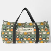 Name hinzufügen, Niedliche Kawaii Katzen auf Grün Duffle Bag (Vorderseite)