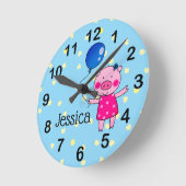 Name hinzufügen - niedliches Mädchen Runde Wanduhr (Winkel)