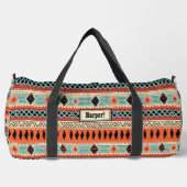 Name hinzufügen, Orange Aqua Brown Geometric Weste Duffle Bag (Vorderseite)