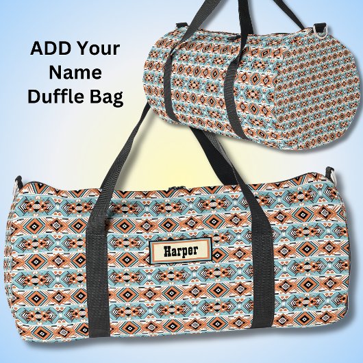 Name hinzufügen, Orange Aqua Cream Geometric Weste Duffle Bag