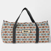 Name hinzufügen, Orange Aqua Cream Geometric Weste Duffle Bag (Vorderseite)