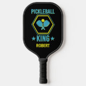 Name hinzufügen, Pickleball KING, blau gelb auf sc Pickleball Schläger (Vorderseite)
