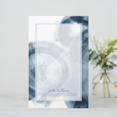 Name hinzufügen| Quasare - Inky Blue Circles Briefpapier (Stehend Vorderseite)