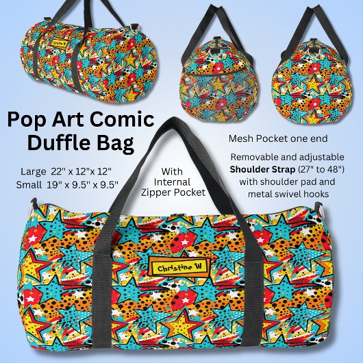 Name hinzufügen, Retro Comic Pop Art Duffle Bag