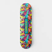 Name hinzufügen, Rosa Blau Orange Graffiti Skateboard (Vorderseite)