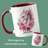Name hinzufügen, Rosa Drache mit Blume Tasse