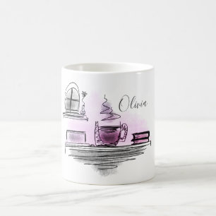 Name hinzufügen Rosa und Lila Kaffeeseite Kaffeetasse