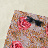 Name hinzufügen, Rose Gold Lace Rose Strandtuch (Beispiel)