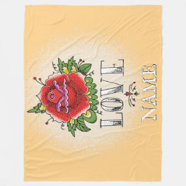 Name hinzufügen Rote Rose Tattoo-LIEBE ändern Fleecedecke