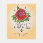 Name hinzufügen Rote Rose Tattoo-LIEBE ändern Fleecedecke (Vorderseite)