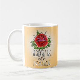 Name hinzufügen Rote Rose Tattoo-LIEBE ändern Kaffeetasse