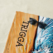 Name hinzufügen, sibirischer Husky-Splashing in Wa Strandtuch (Beispiel)