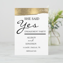 Name hinzufügen Sie sagte Ja Gold Glitzer Verlobun Einladung