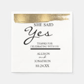 Name hinzufügen Sie sagte Ja Gold Glitzer Verlobun Serviette (Vorderseite)