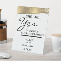 Name hinzufügen Sie sagte Ja Gold Glitzer Verlobun