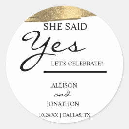 Name hinzufügen Sie sagte Yes Gold Glitzer Verlobu Runder Aufkleber