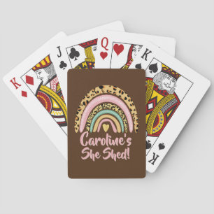 Name hinzufügen Sie Shed Leopard Print Pink Rainbo Spielkarten