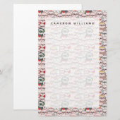 Name hinzufügen| Sloth Comic Pattern Briefpapier (Vorne/Hinten)