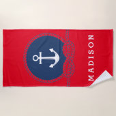 Name hinzufügen| Stilvolle Anker und Seile Strandtuch (Vorderseite)