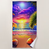 Name hinzufügen, Stylischer Sonnenuntergang mit Mu Strandtuch (Vorderseite)