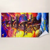 Name hinzufügen, Stylisierte braune Piratenschiff Strandtuch (Vorderseite)