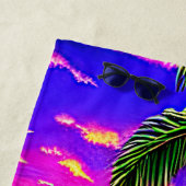 Name hinzufügen, Stylized Beach Sunset mit Palm Tr Strandtuch (Beispiel)