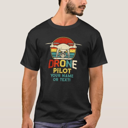 Name hinzufügen, Text ändern, Drohnenpilot T-Shirt (Vorderseite)