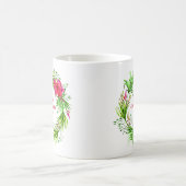 Name hinzufügen Text Großmutter Rosa Floral Boho Kaffeetasse (Mittel)