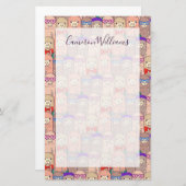 Name hinzufügen| Trendfarbenes Lamellenmuster Briefpapier (Vorne/Hinten)