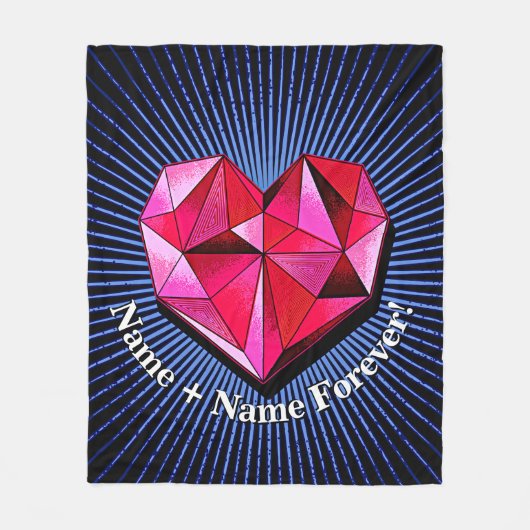 Name Hinzufügen von Text, rot, geometrischer Herz- Fleecedecke (Vorderseite)