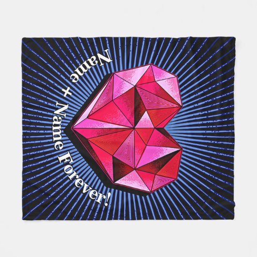 Name Hinzufügen von Text, rot, geometrischer Herz- Fleecedecke (Vorderseite (Horizontal))